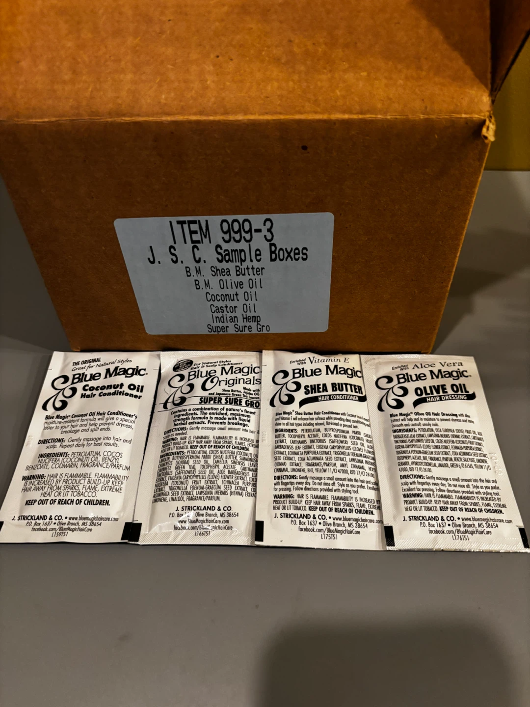 A box of Blue Magic Hair Sample Packets - photo 3