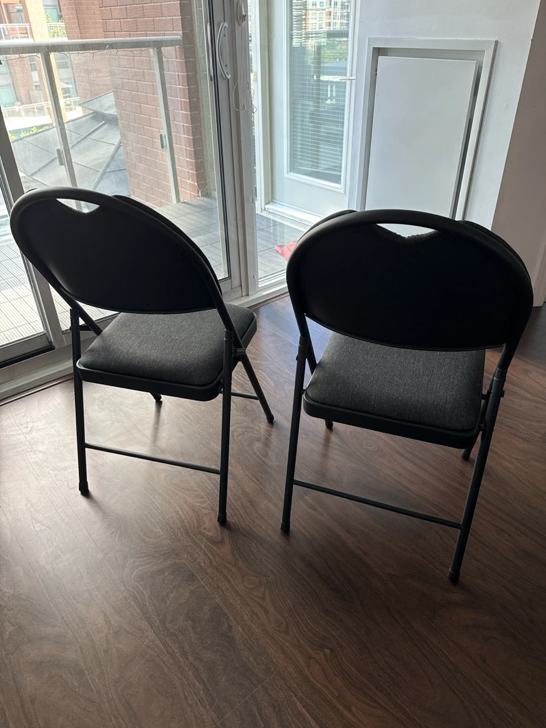 Pair of Grey Folding Chairs - photo 2