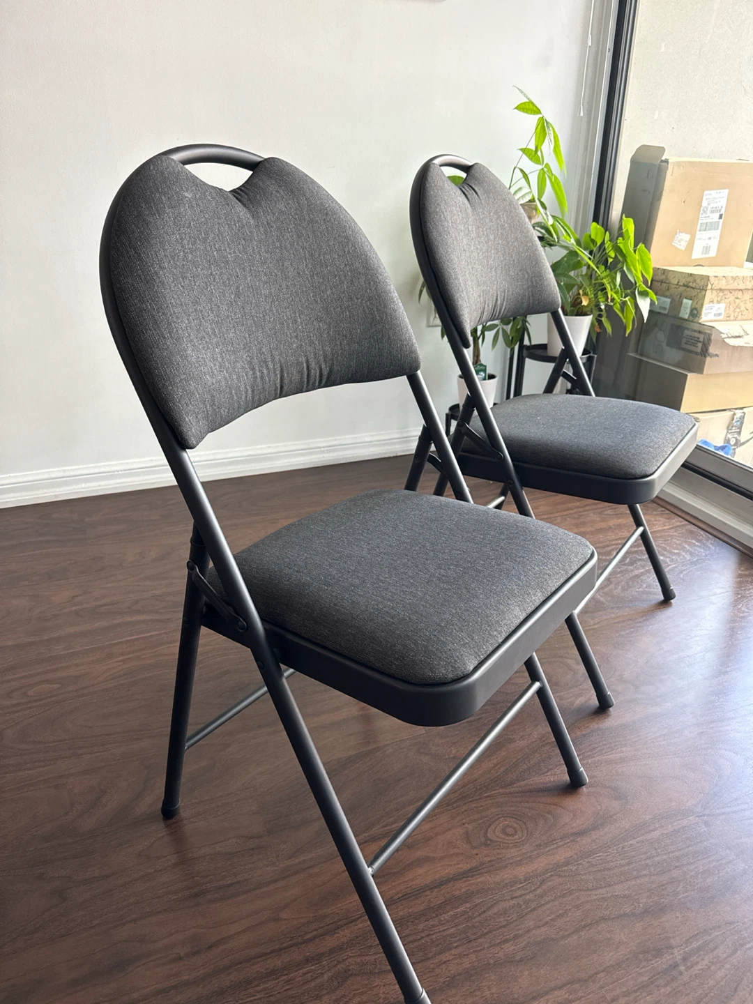 Pair of Grey Folding Chairs - photo 3