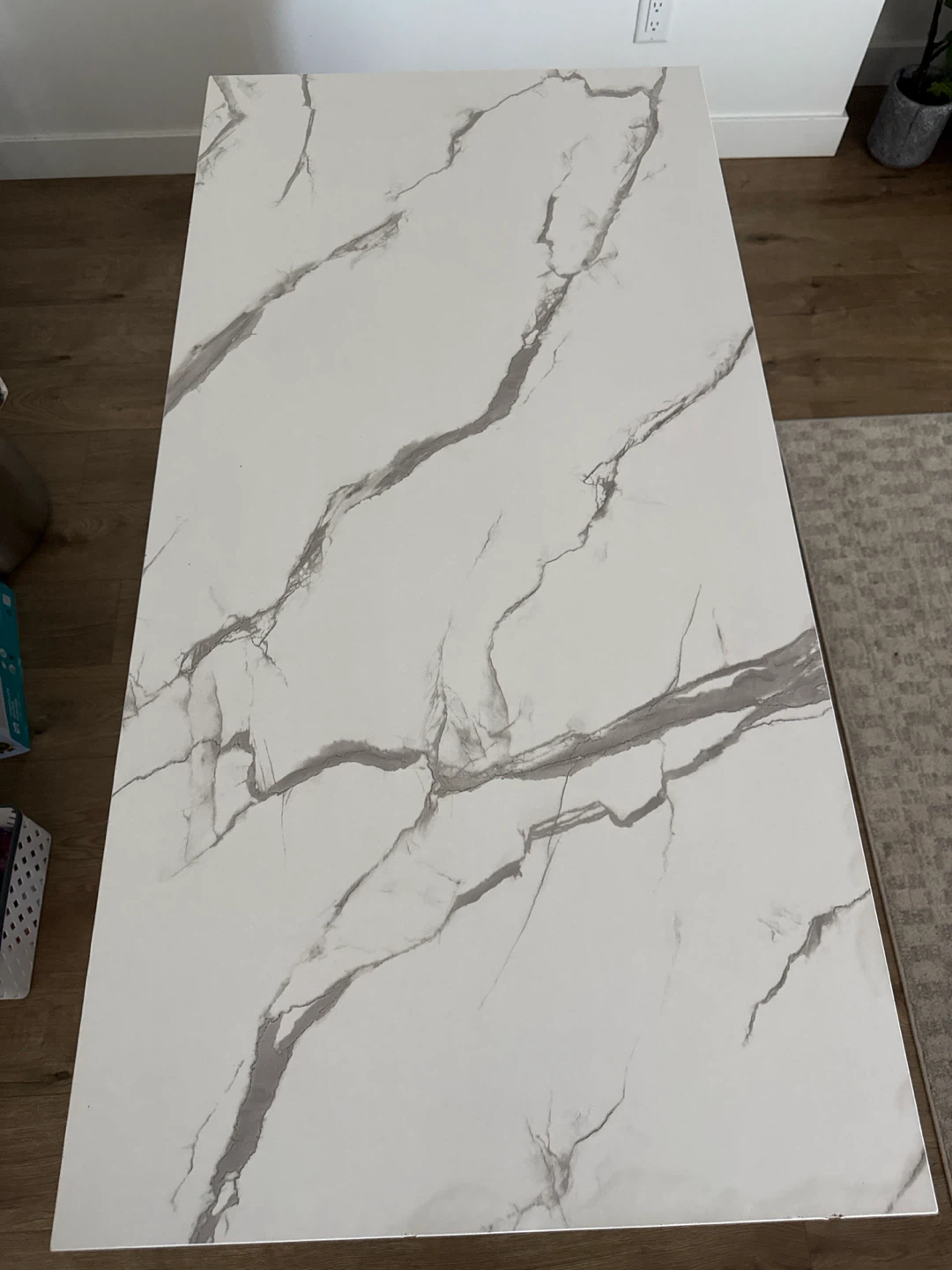 Kitchen Island Table with Marble-Look Top - photo 5