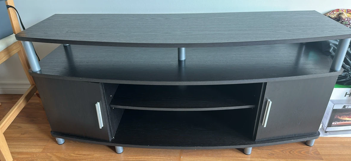 Dark Wood Media Console with Cabinet - photo 2