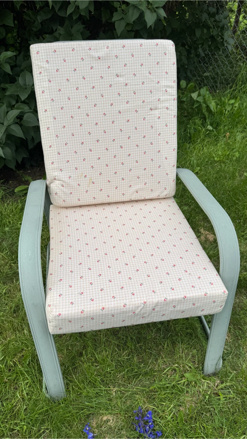 Outdoor Patio Chair with Floral Cushions