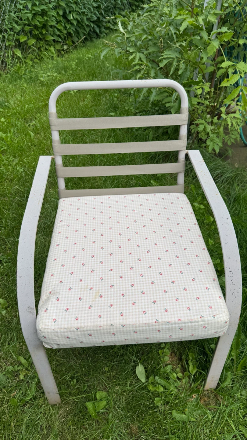 Metal Patio Chair with Floral Cushion
