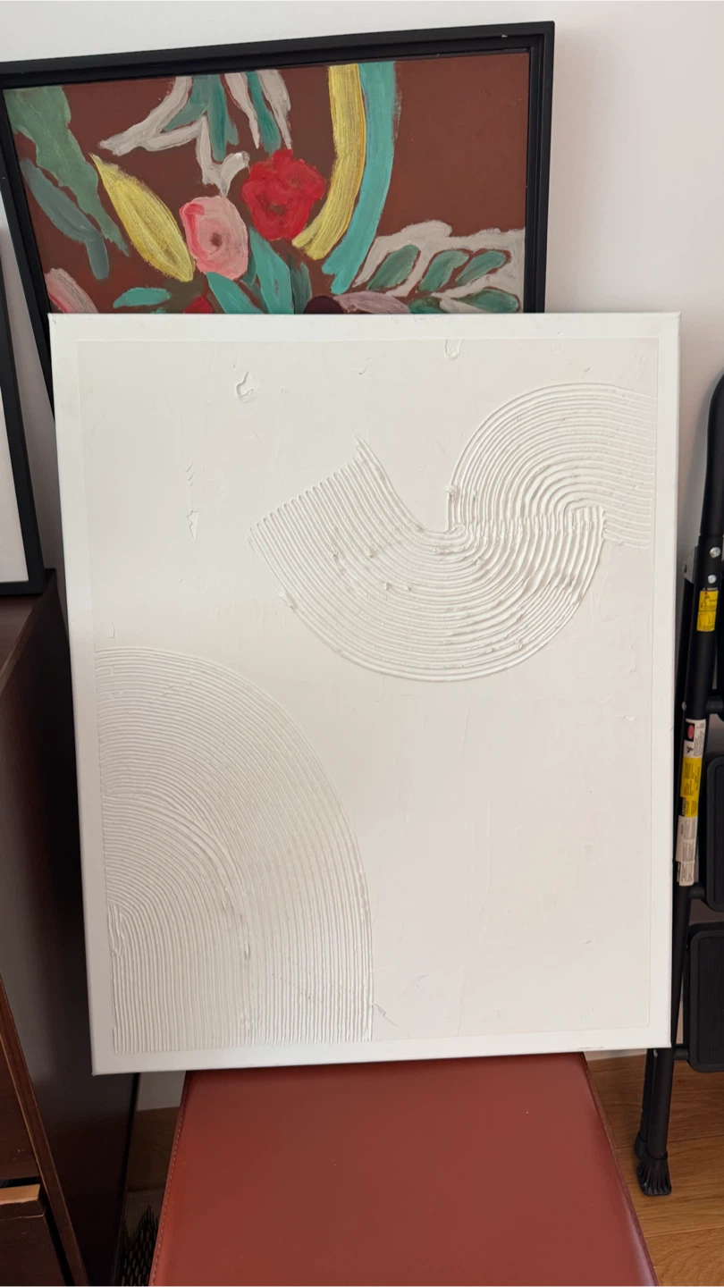 White Textured Abstract Art Canvas - photo 2