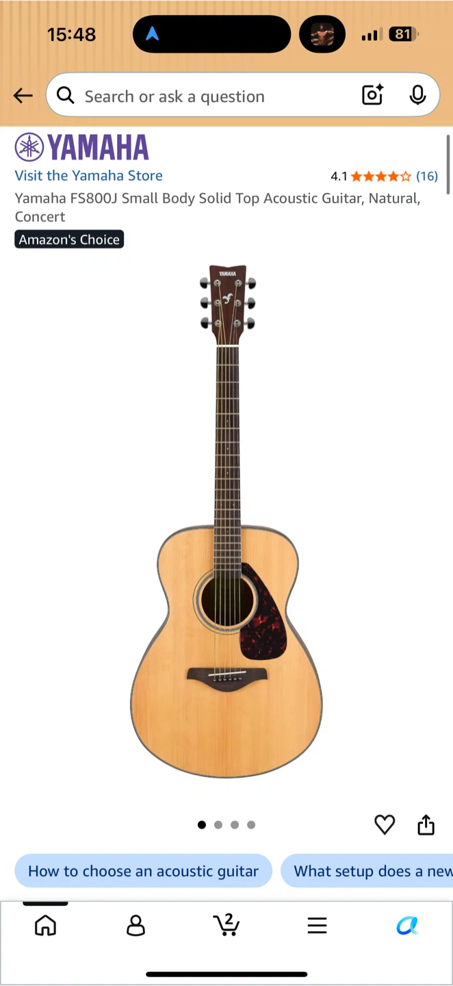 Yamaha FS800J Small Body Acoustic Guitar