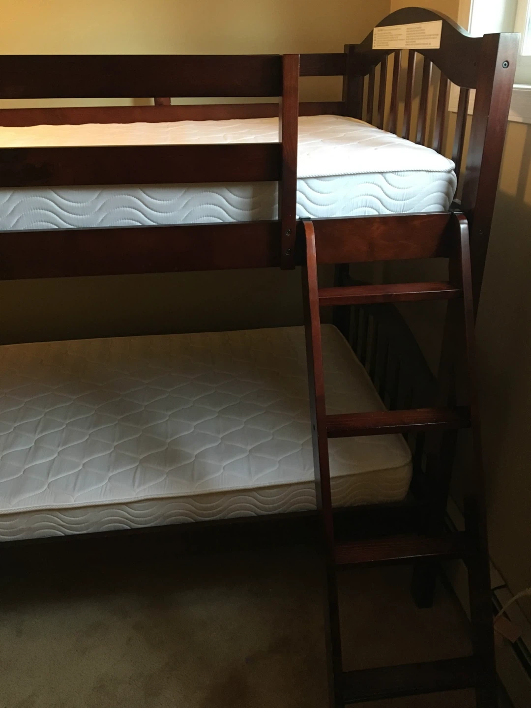 Twin Wooden Bunk Bed with Mattresses