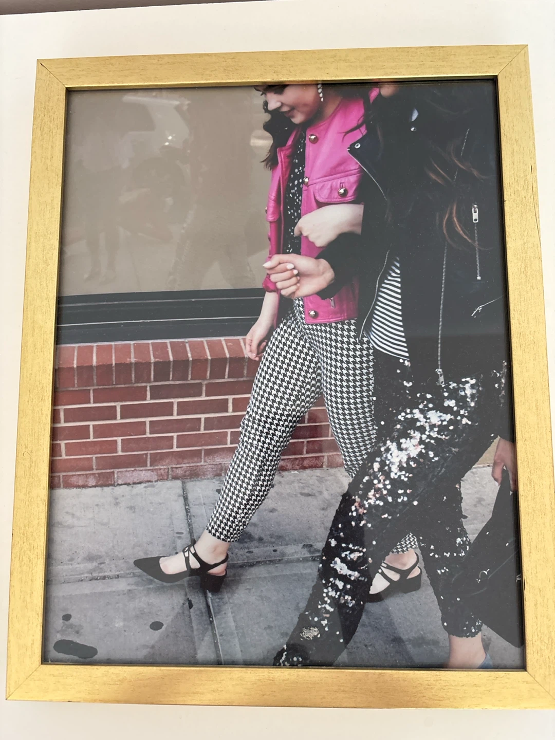 Framed Photograph of Two Women Walking