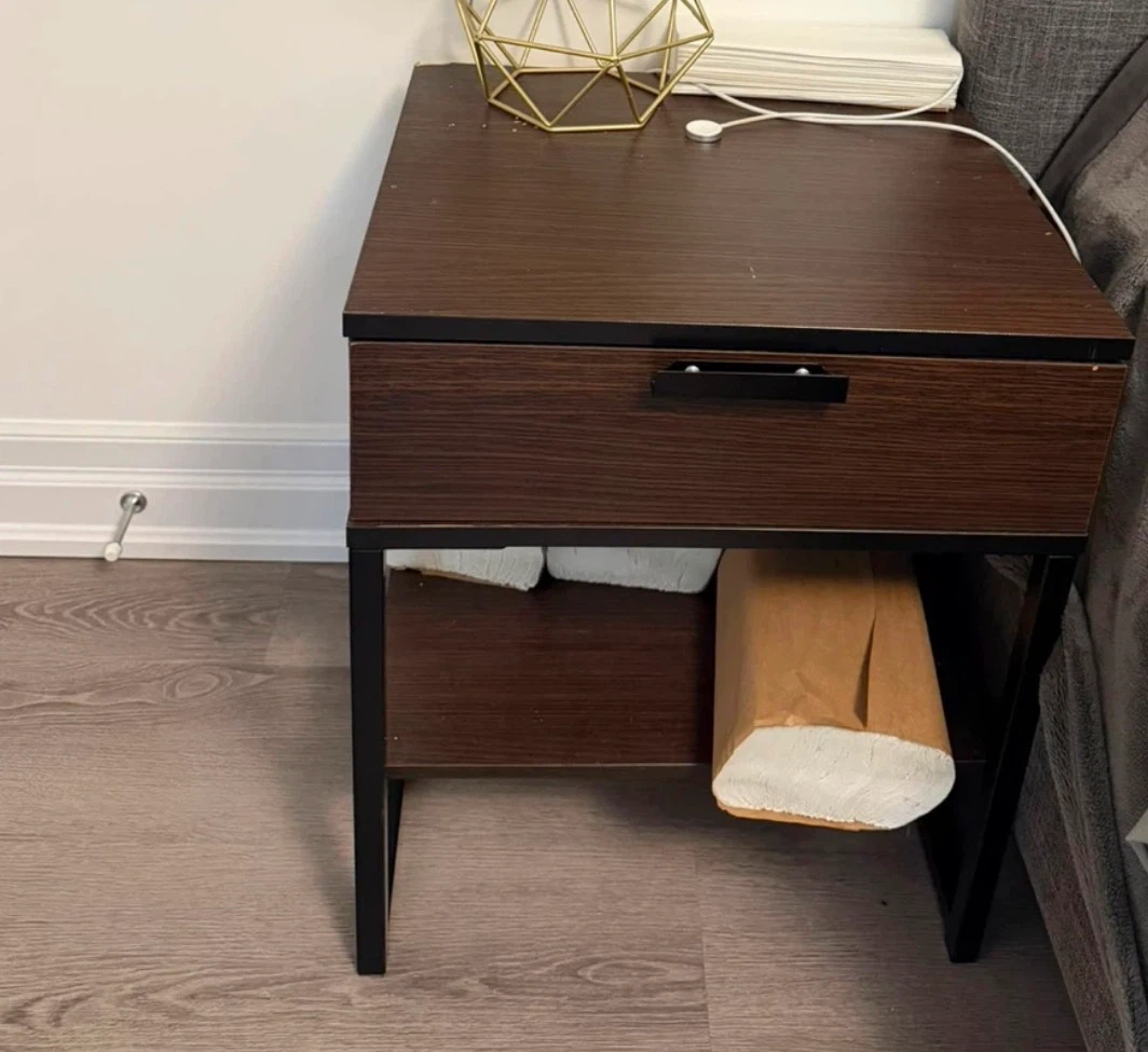 Dark Wood Nightstand with Drawer