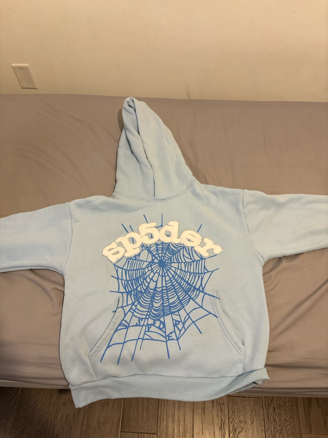 Baby blue spider hoodie size small