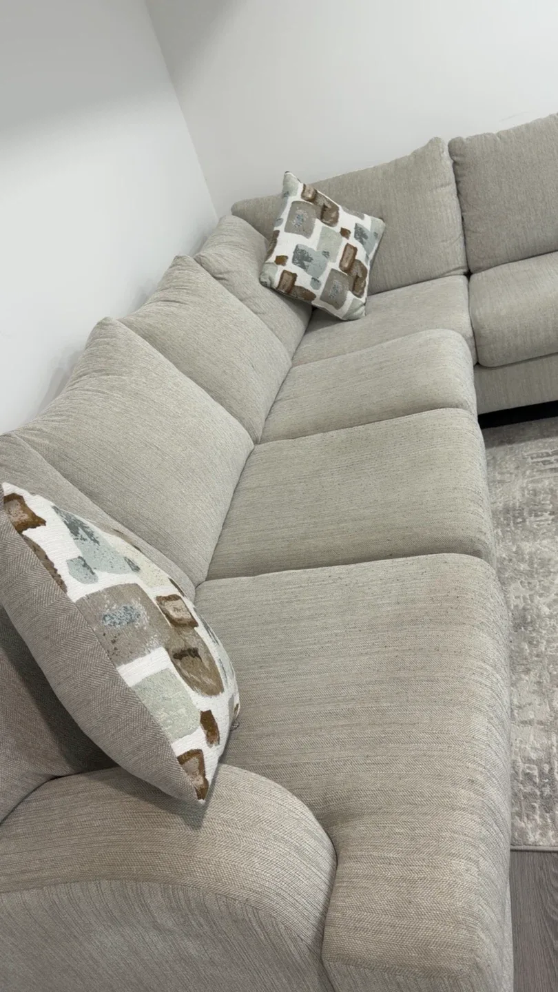 Light Beige Sectional Sofa with Accent Pillows - photo 2