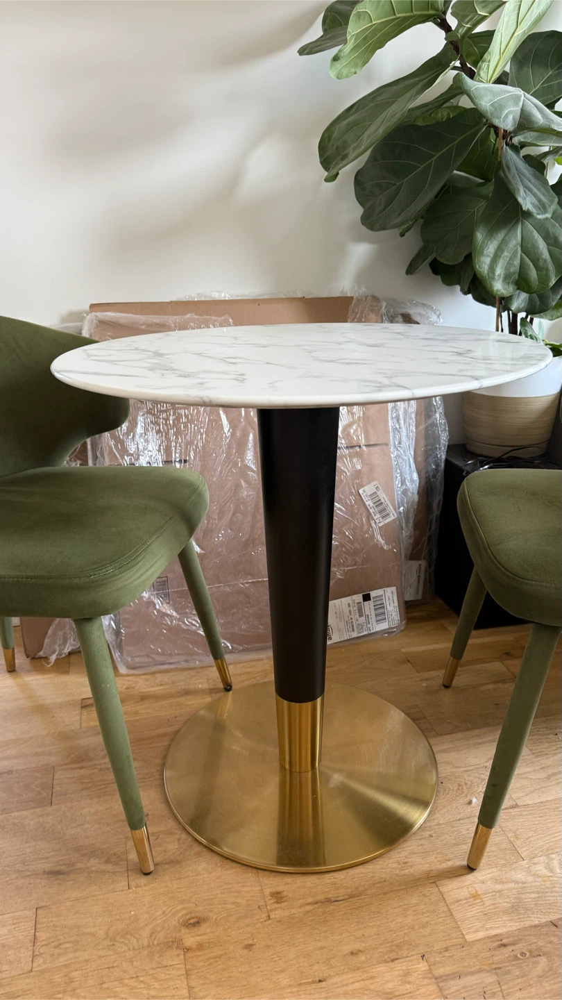 Marble Bistro Table 28” Diameter with 2 Chairs