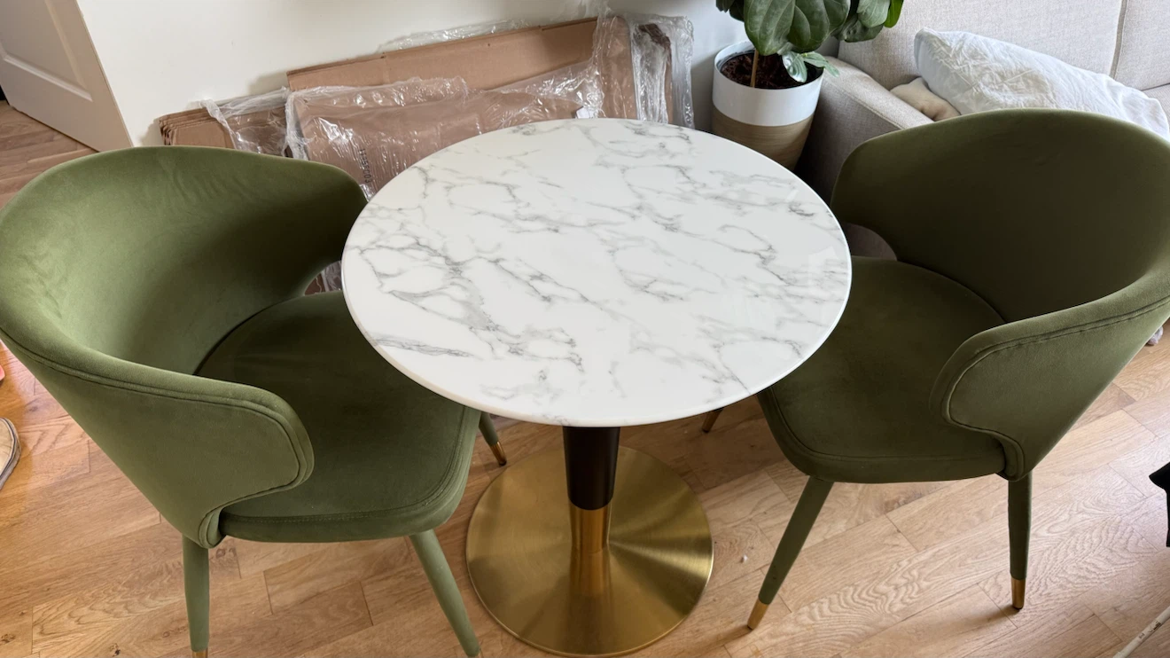 Marble Bistro Table 28” Diameter with 2 Chairs - photo 2