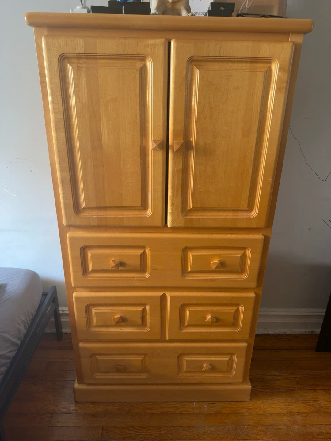 Light Wood Wardrobe with Drawers