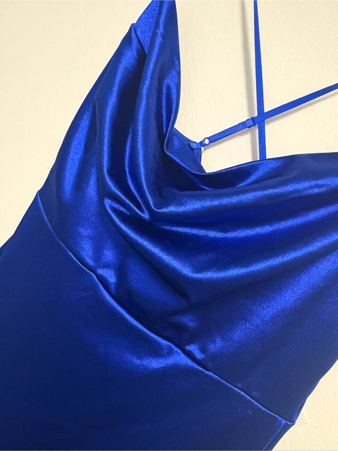 Windsor Royal Blue Satin Cowl Neck Midi Dress