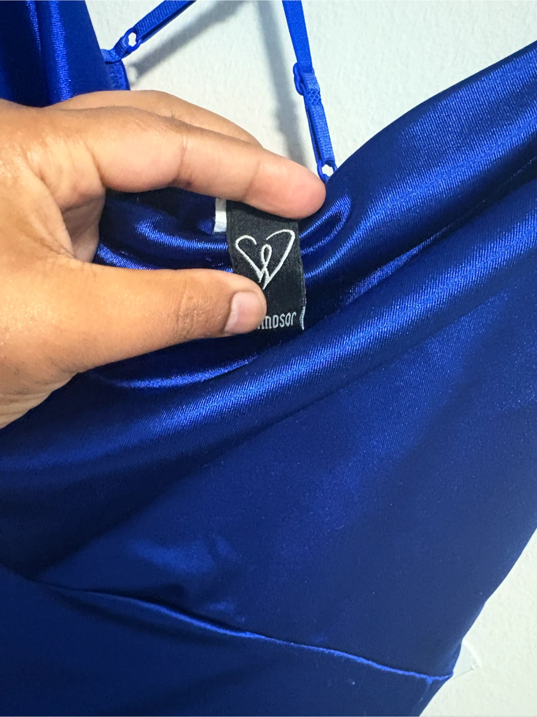 Windsor Royal Blue Satin Cowl Neck Midi Dress - photo 2