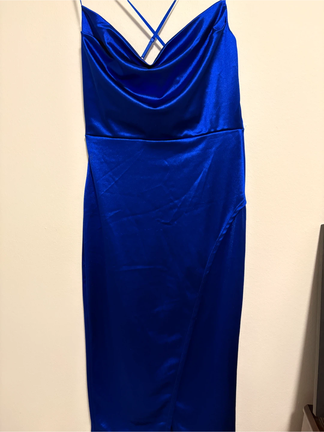 Windsor Royal Blue Satin Cowl Neck Midi Dress - photo 3