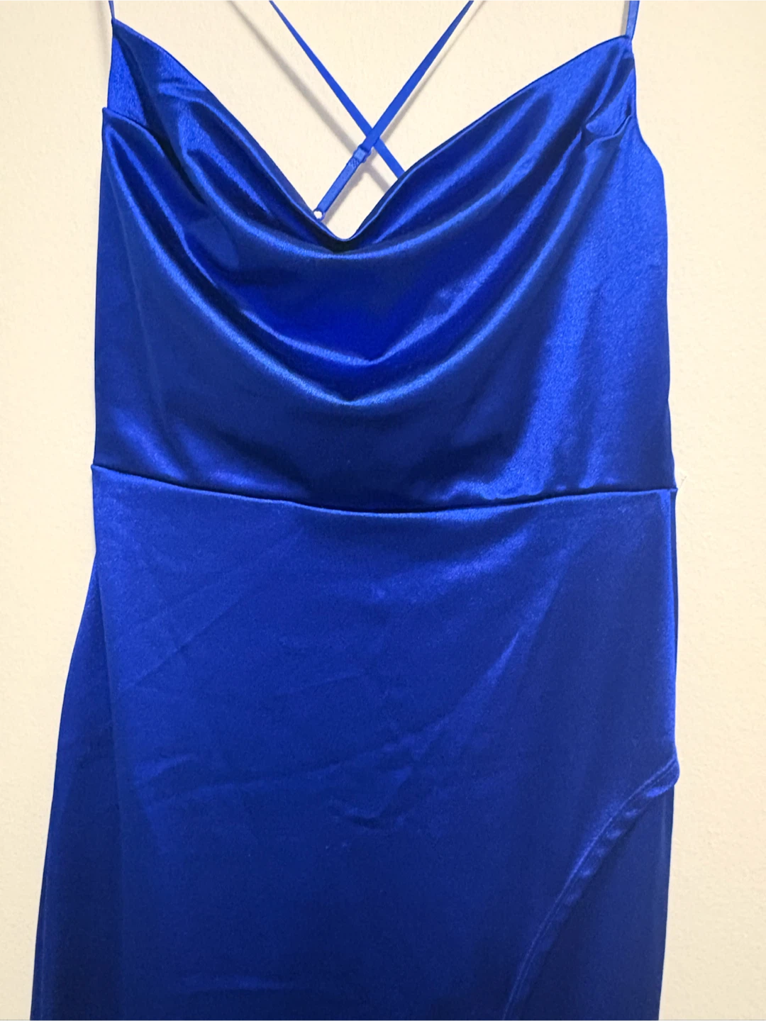 Windsor Royal Blue Satin Cowl Neck Midi Dress - photo 4