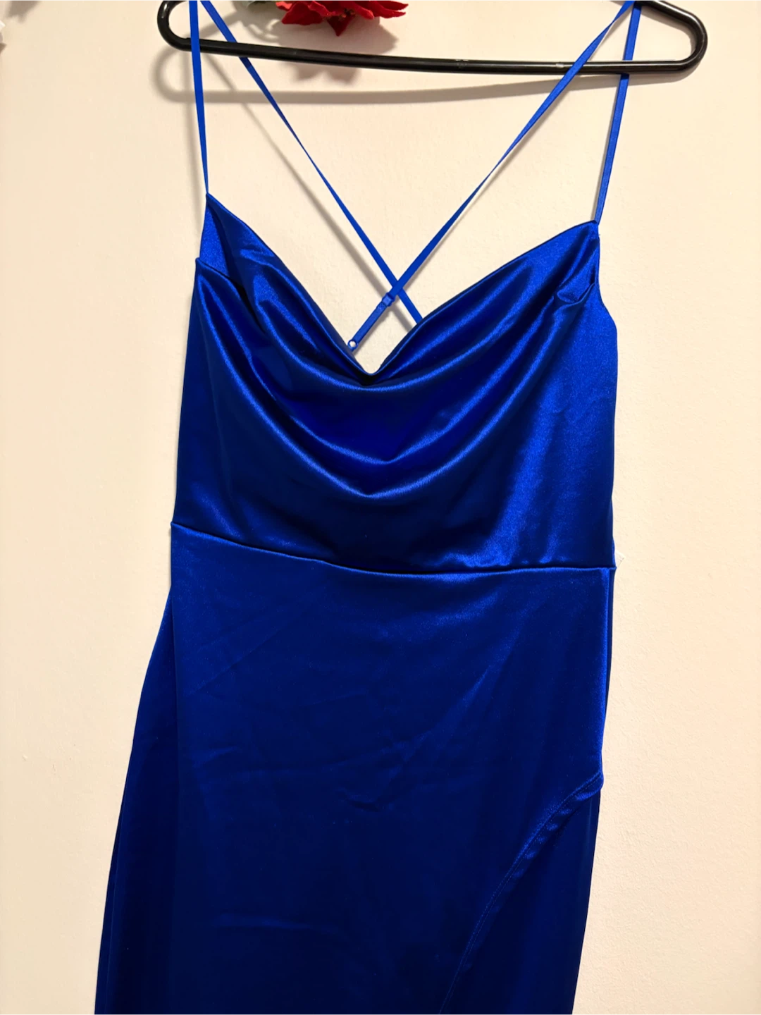 Windsor Royal Blue Satin Cowl Neck Midi Dress - photo 5