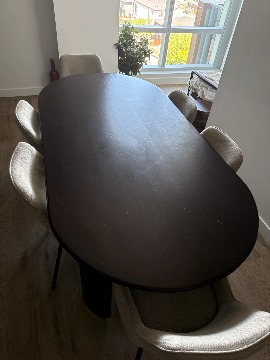 Dark Wood Oval Dining Table