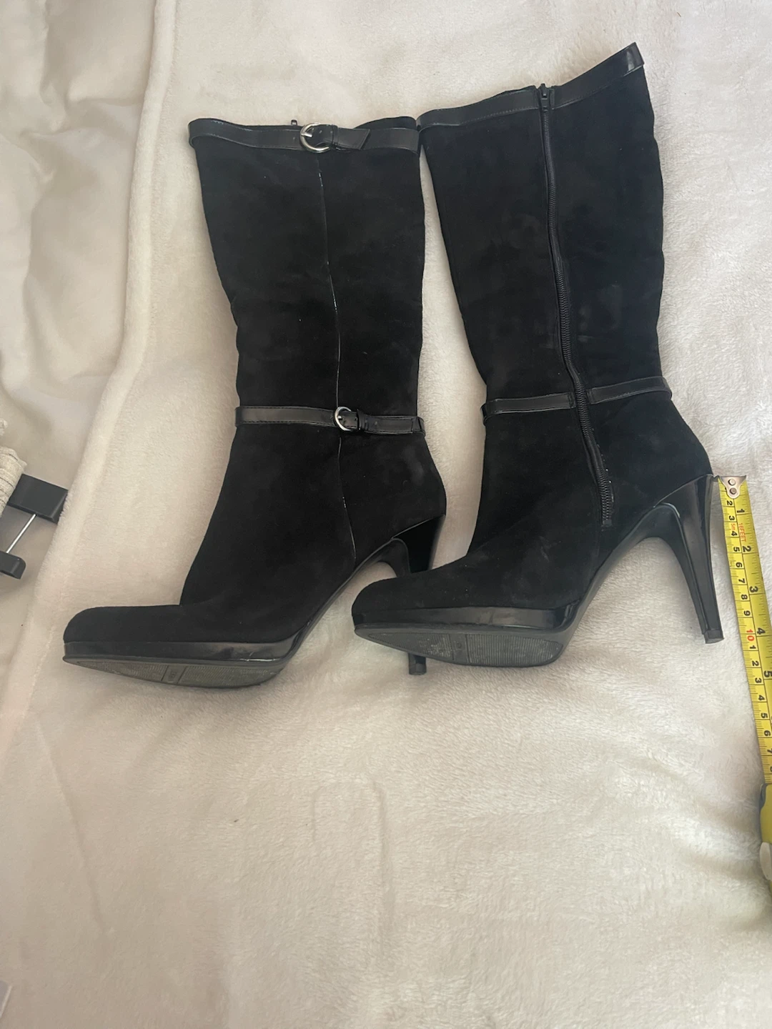 Black Suede Knee-High Boots