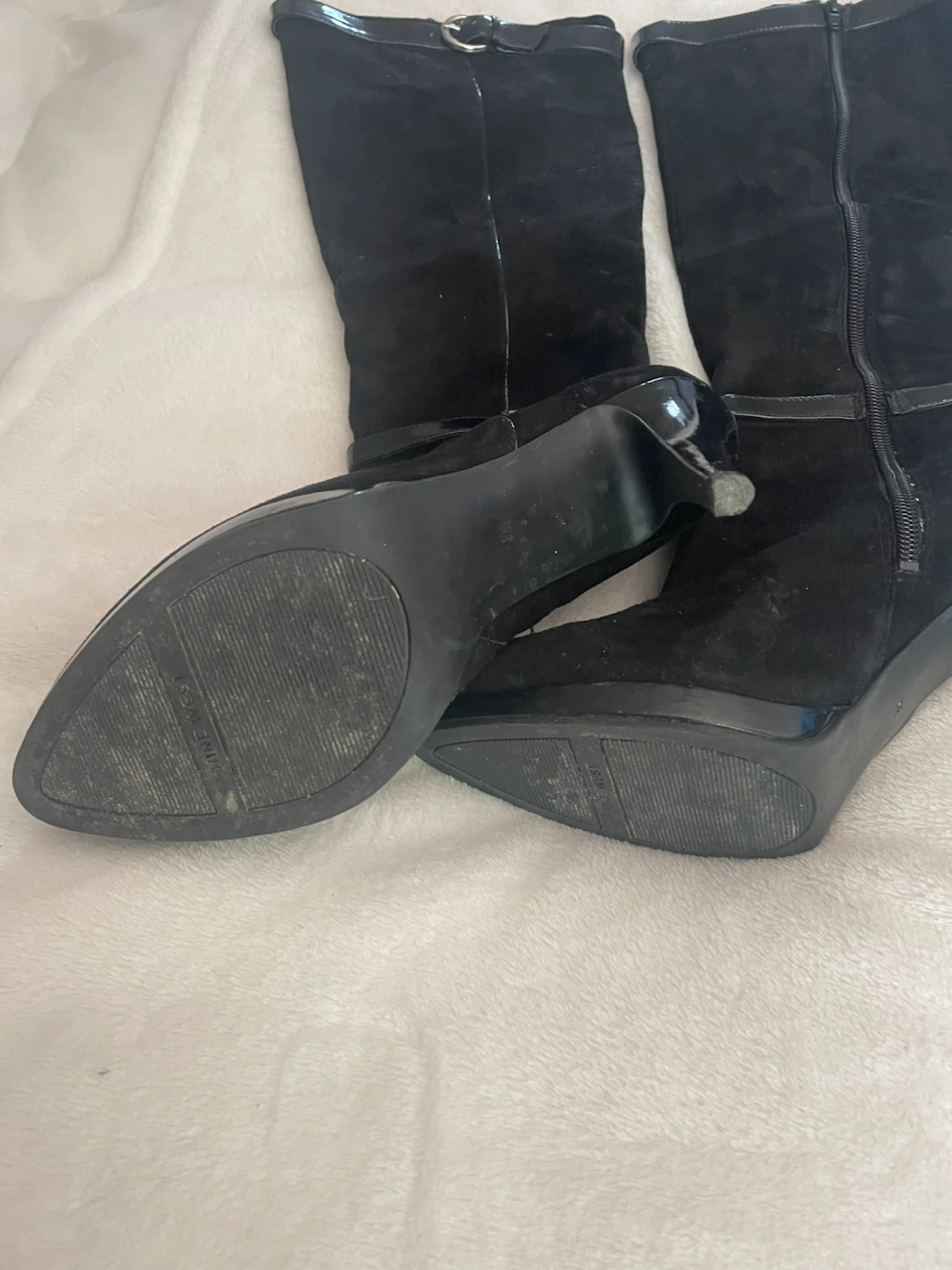Black Suede Knee-High Boots - photo 2