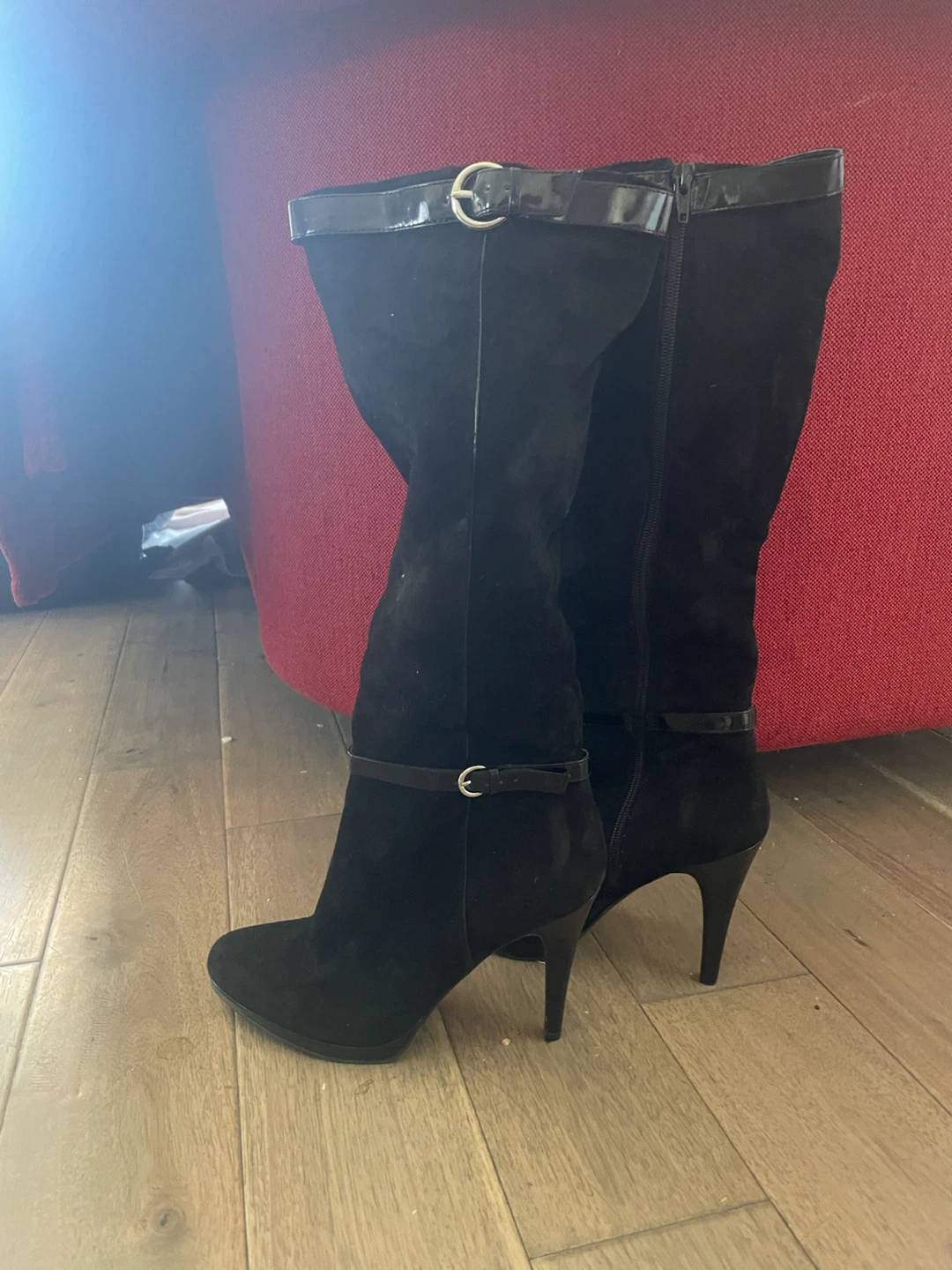 Black Suede Knee-High Boots - photo 3