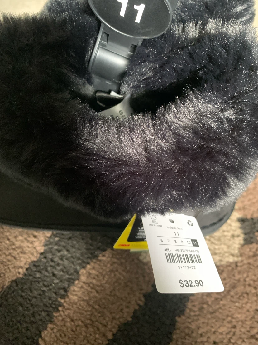 Black Faux Fur Lined Booties - Fits size 9-9.5 Women’s - photo 2