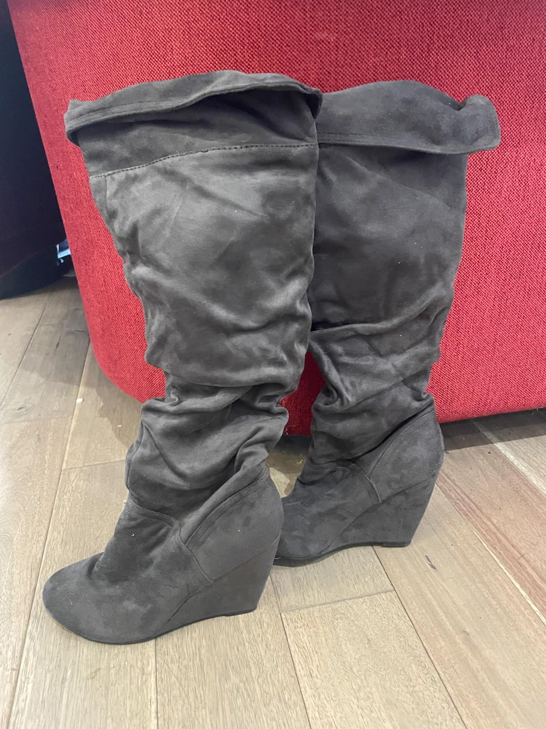 Dark Grey Slouch Wedge Boots - photo 3