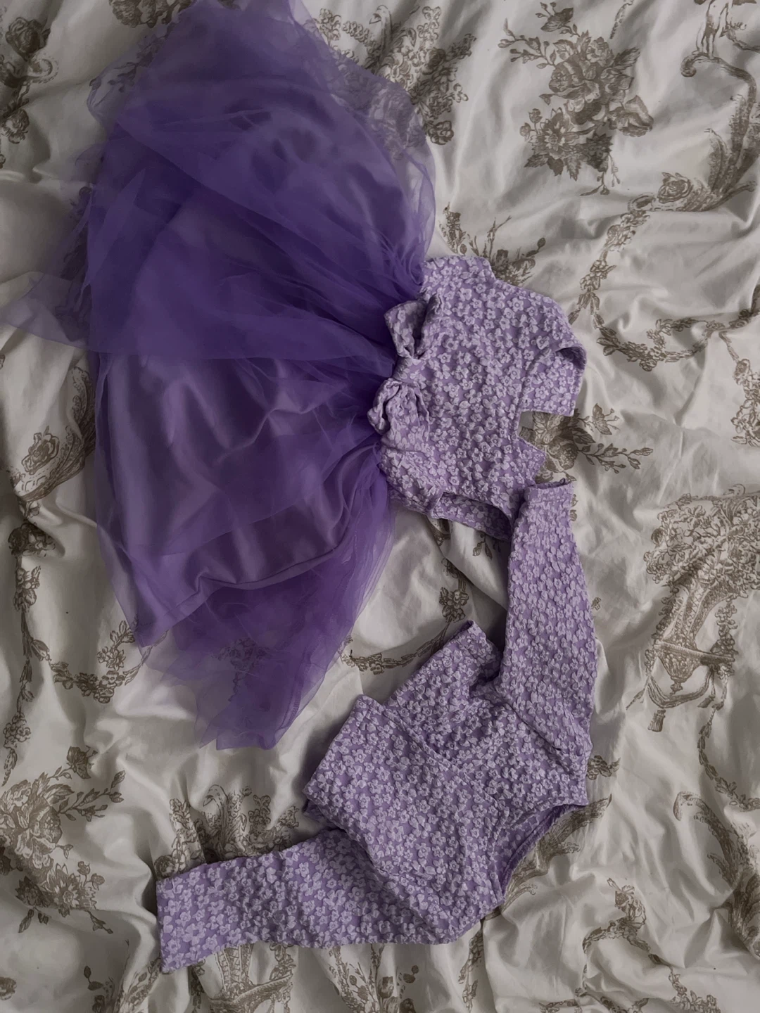 Purple Tulle Dress with Floral Print