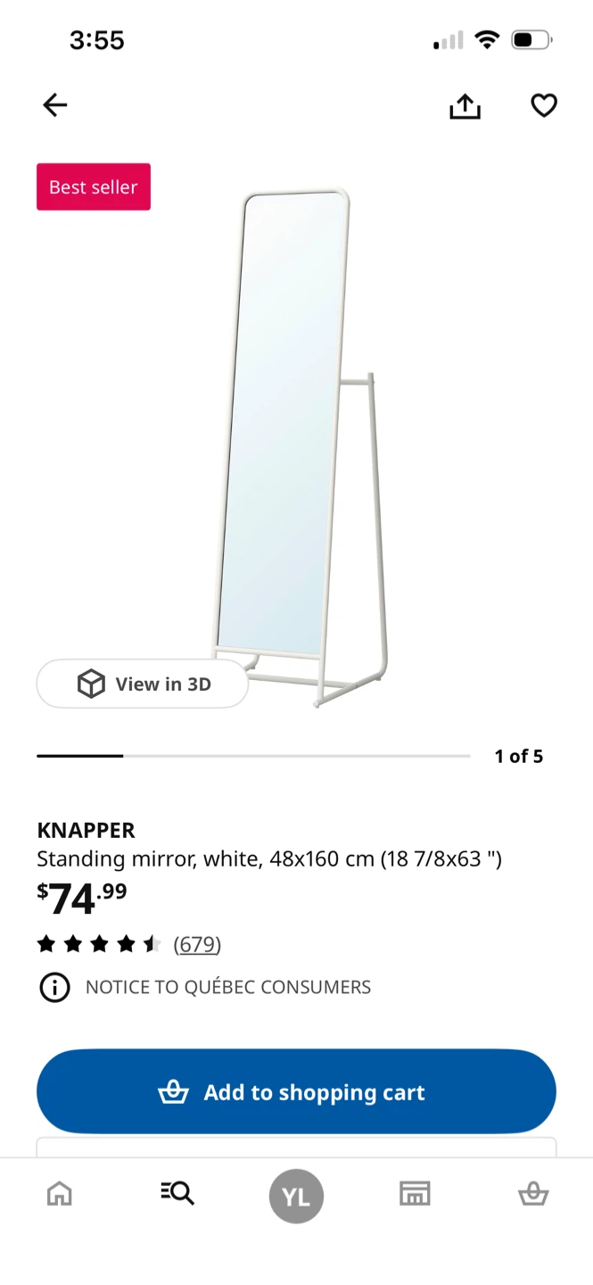 KNAPPER Standing Mirror - White 48x160 cm - photo 4