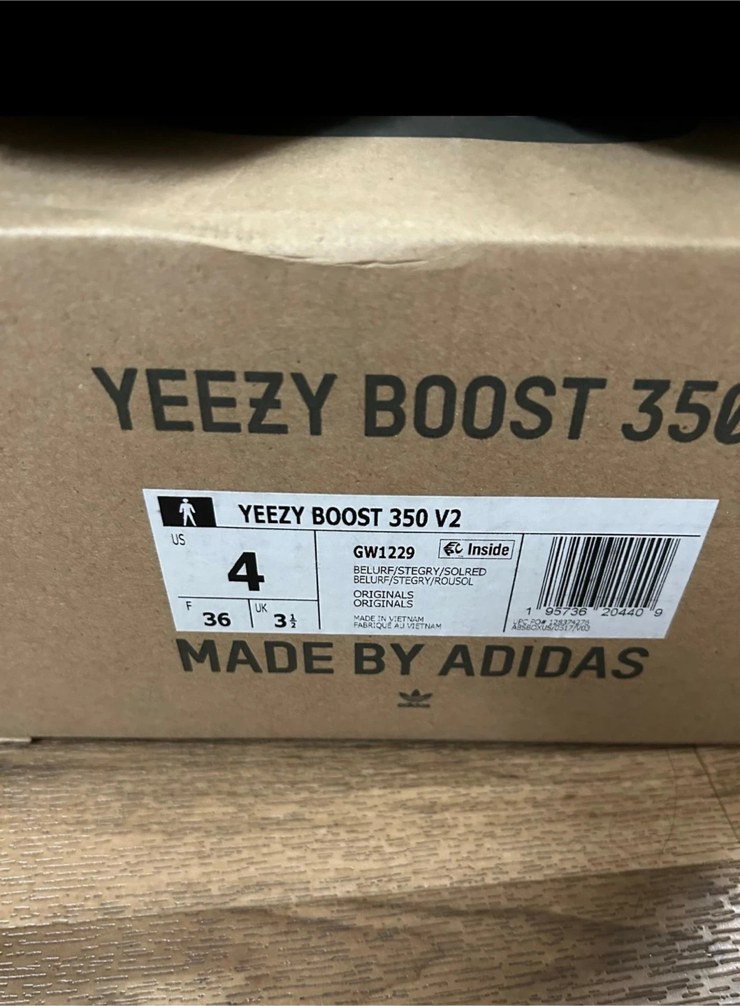 Adidas Yeezy Boost 350 V2 GW1229 Gray/Orange Size 4