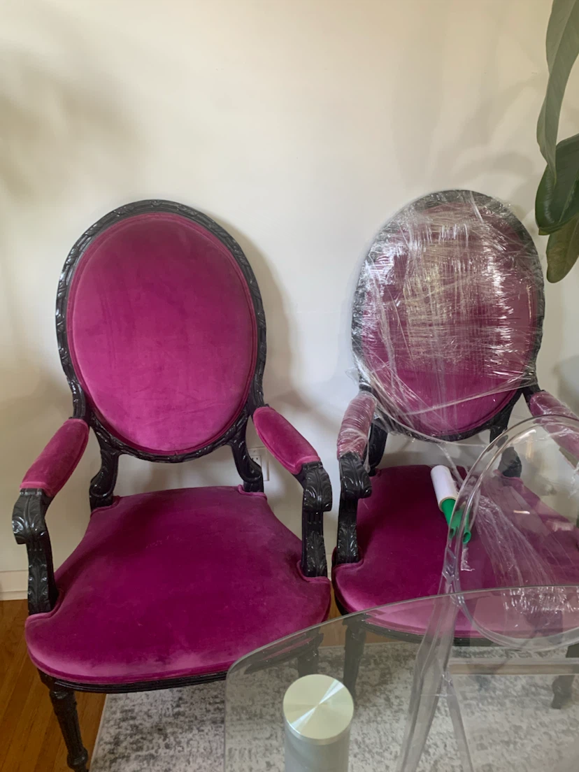 Velvet Accent Chairs - Pair
