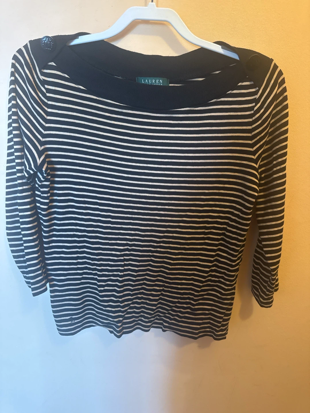 Lauren Ralph Lauren Striped Boat Neck Top - Size M