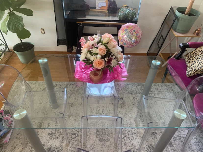 Glass Dining Table with 4 Clear Chairs - photo 2