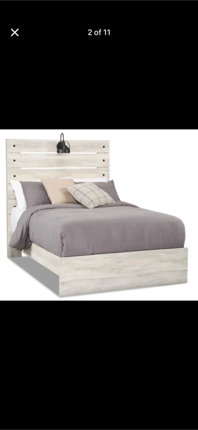 Farmhouse Style Bed Frame with Headboard Light