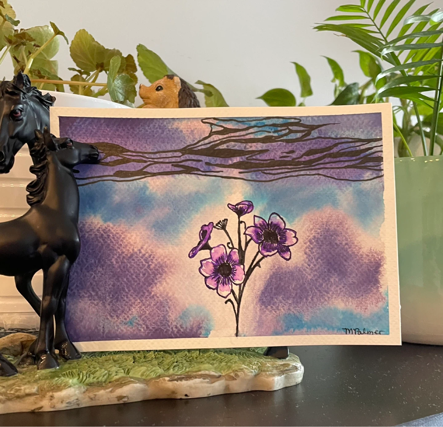 Watercolor Painting - Purple Flowers