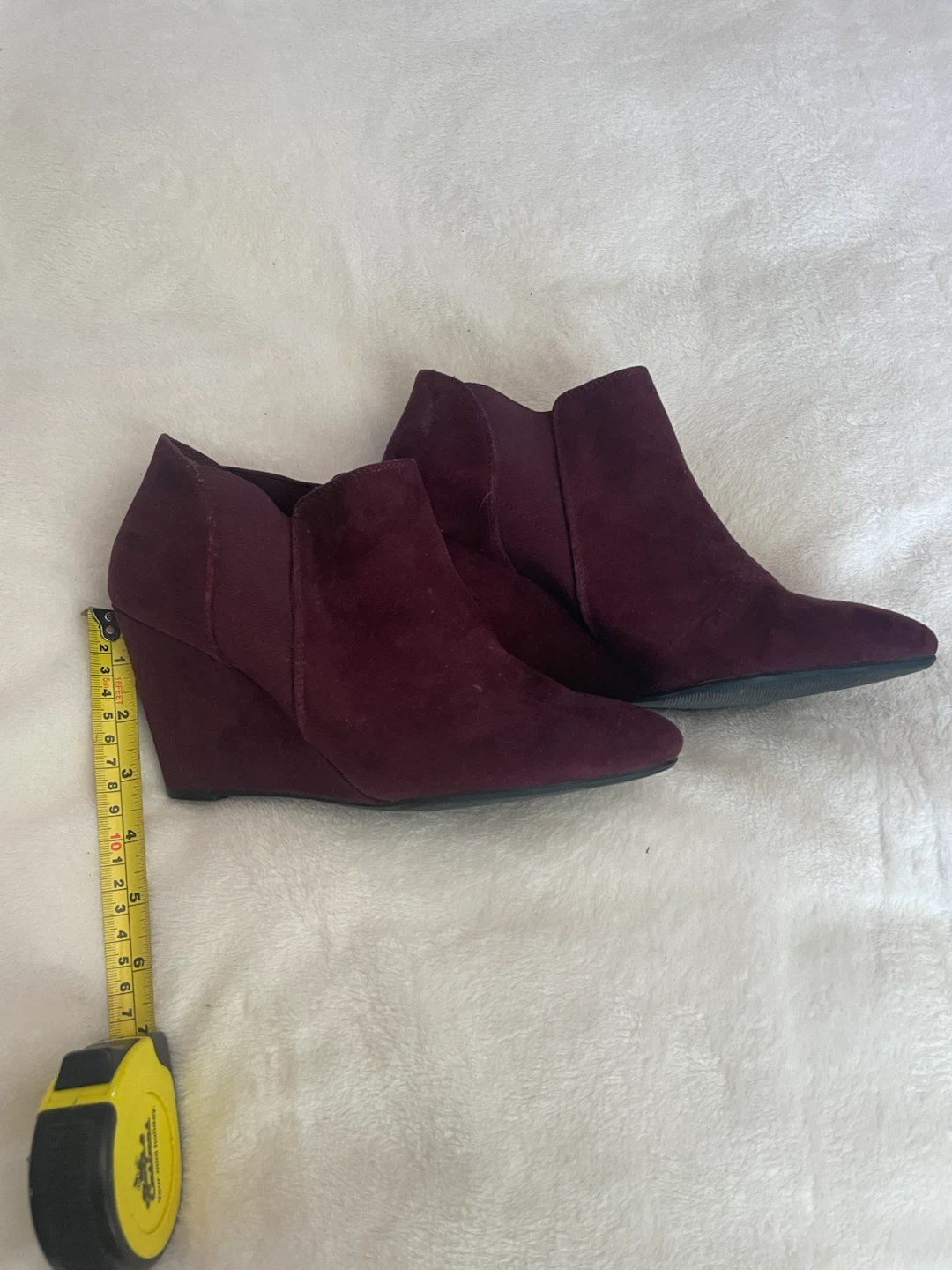 Maroon Wedge Ankle Boots