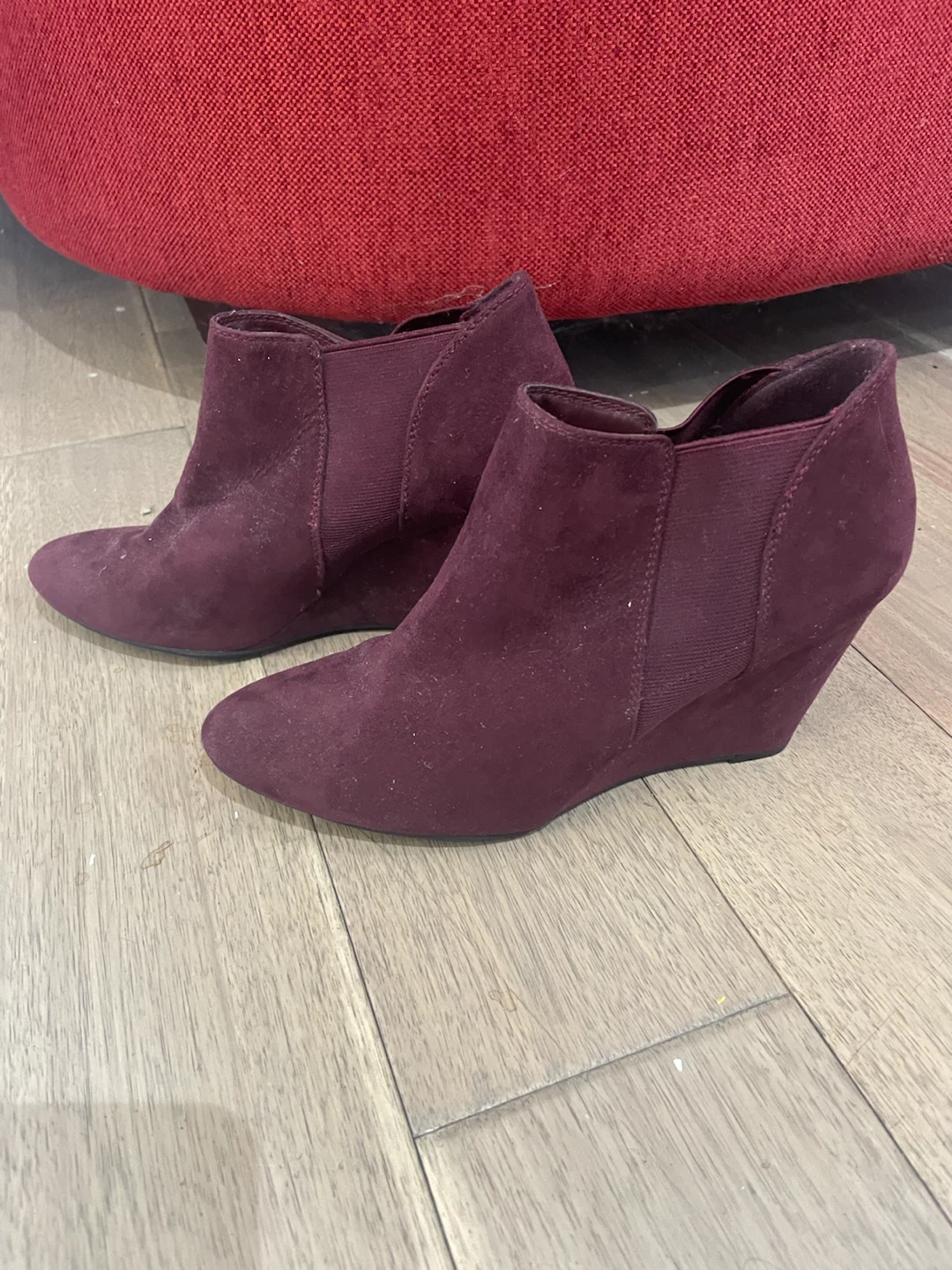 Maroon Wedge Ankle Boots - photo 3