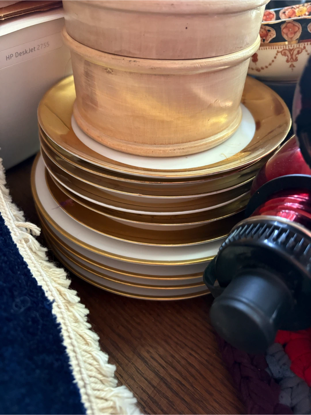 Set of Gold Rimmed Dessert Plates