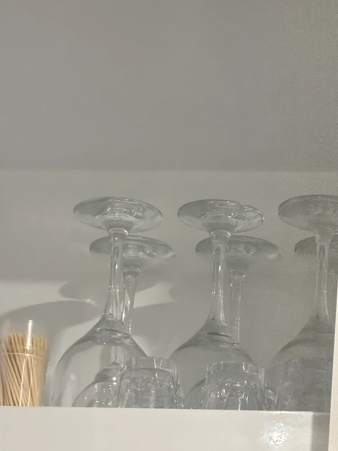 Set of clear wine glasses
