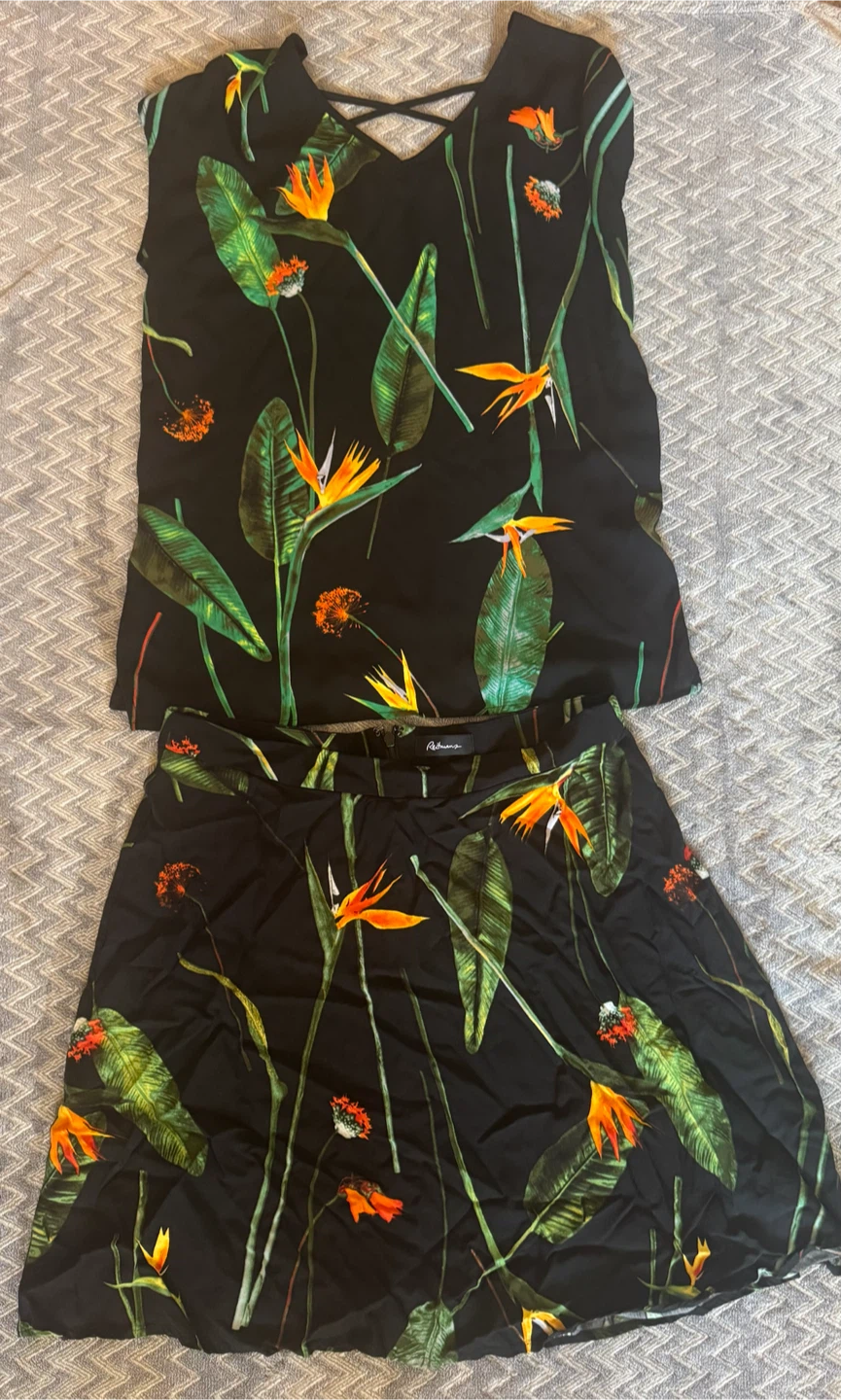 Reitmans Tropical Print Tank Top and Skirt Set - Size S