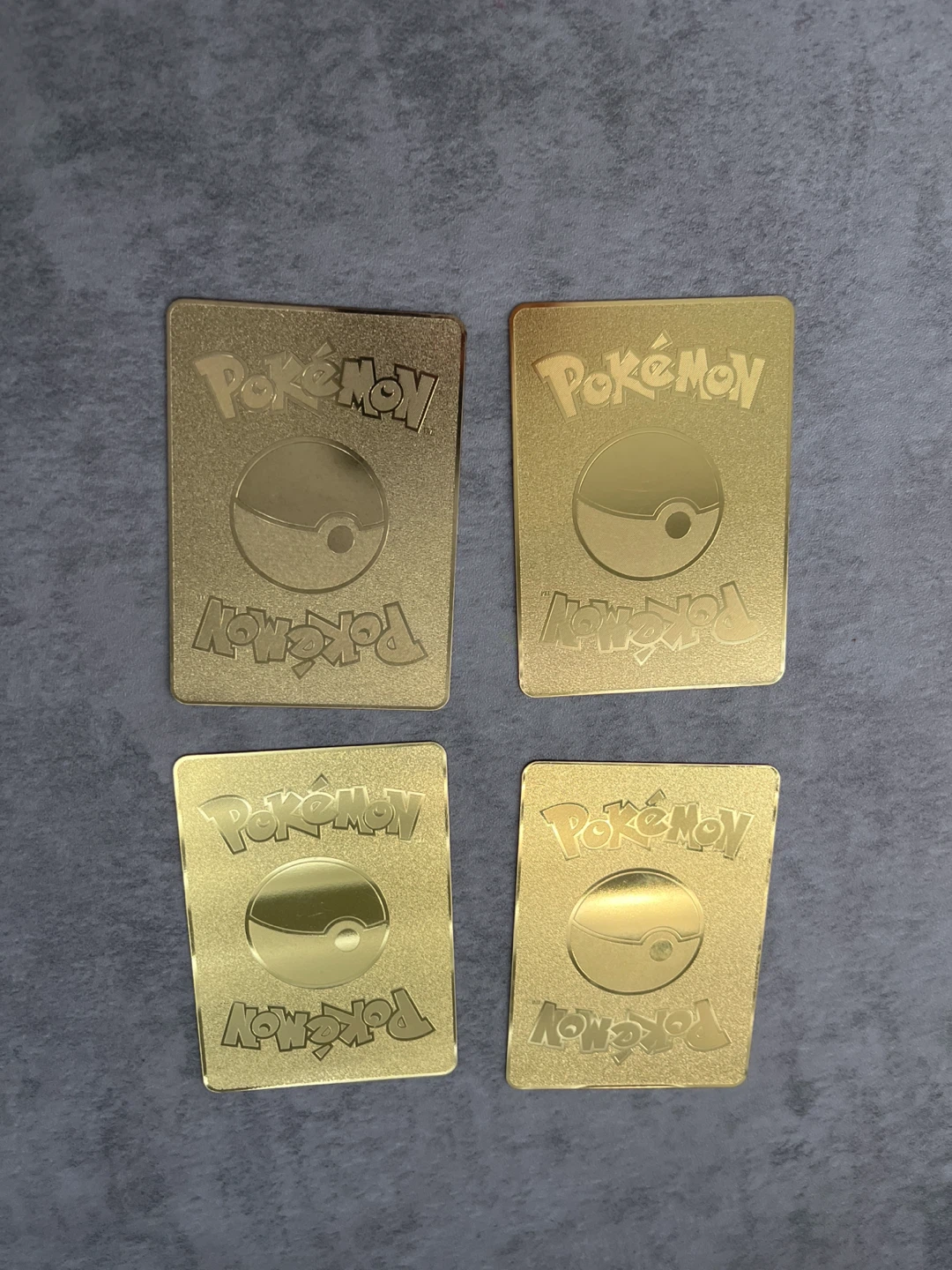 Set of 4 gold metal Pokémon cards - photo 2