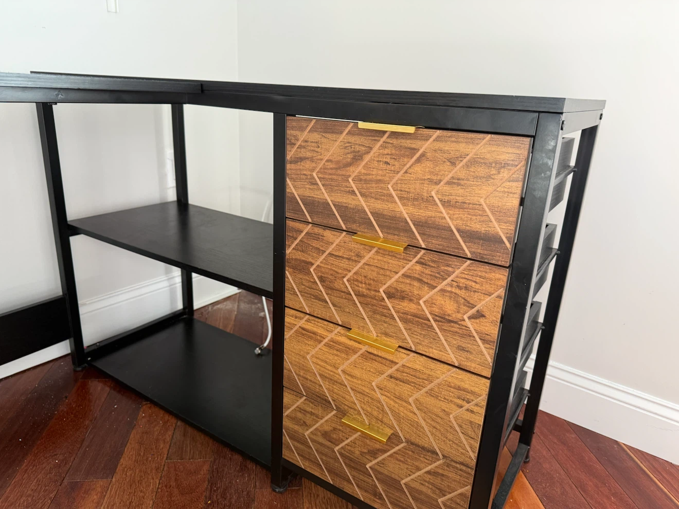 L-Shaped Desk with Drawers and Shelves - photo 2