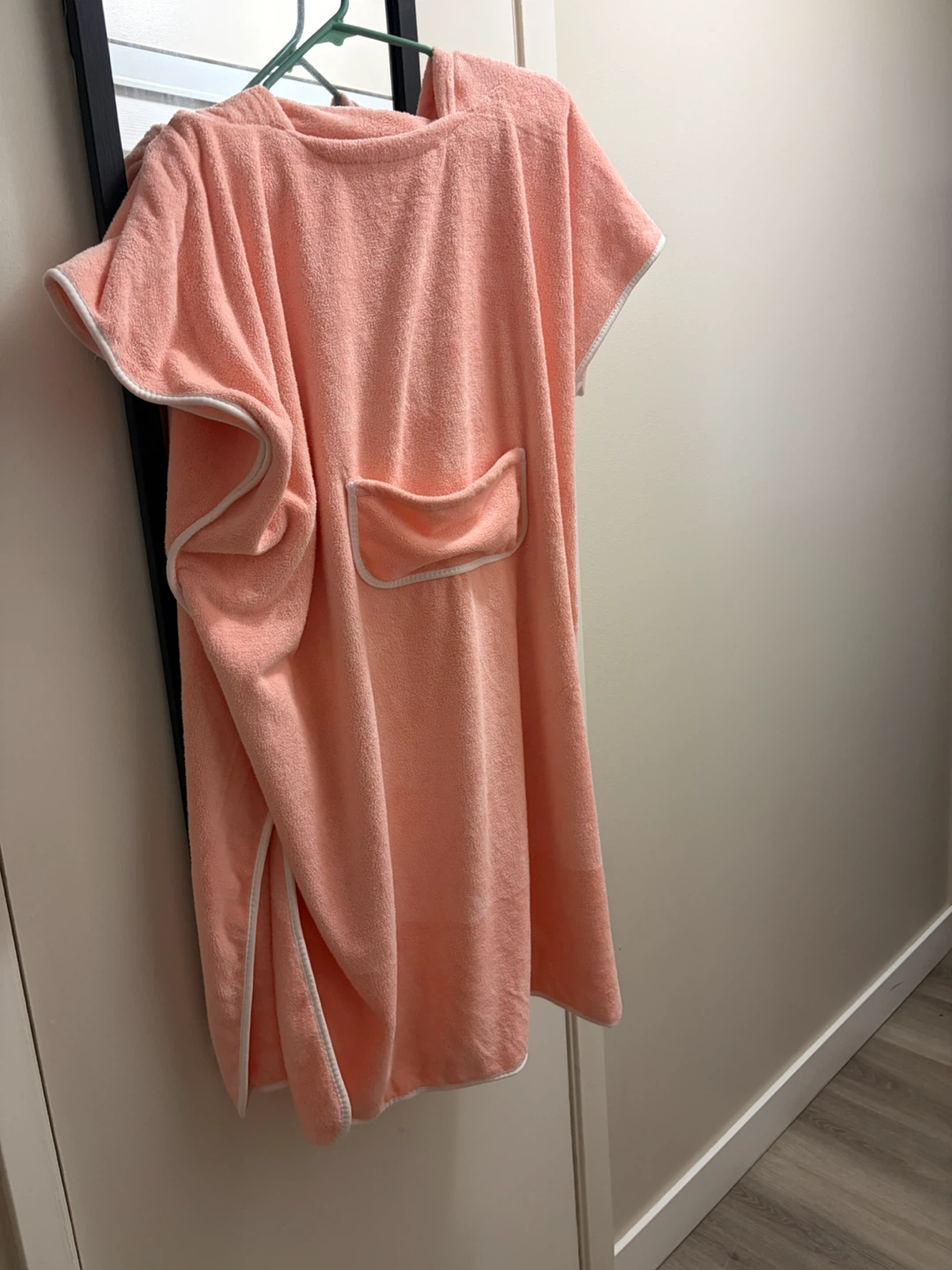 Peach Hooded Towel Poncho