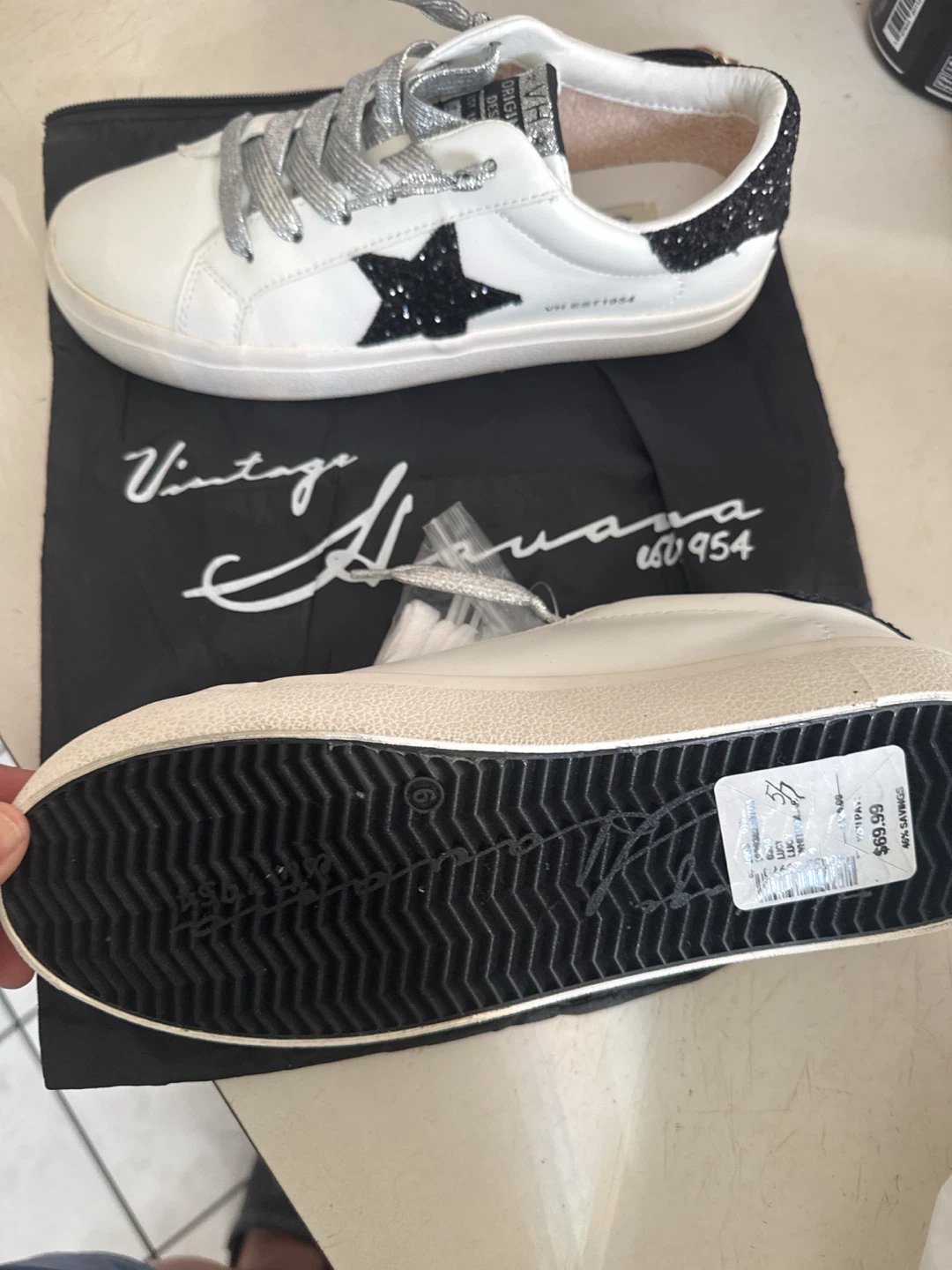 Vintage Havana White Glitter Star Sneakers
