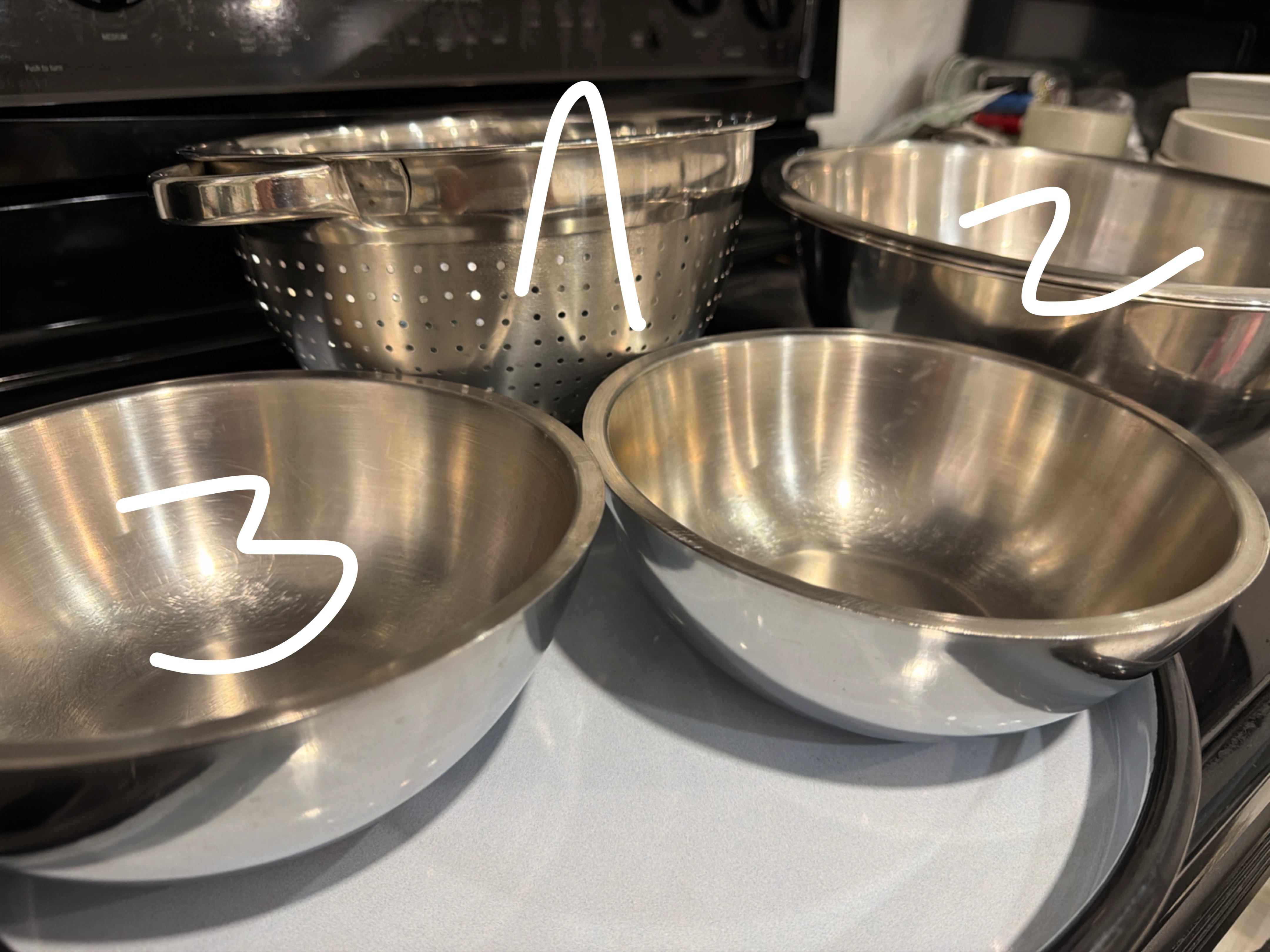 Stainless Steel Mixing Bowls and Colander Set