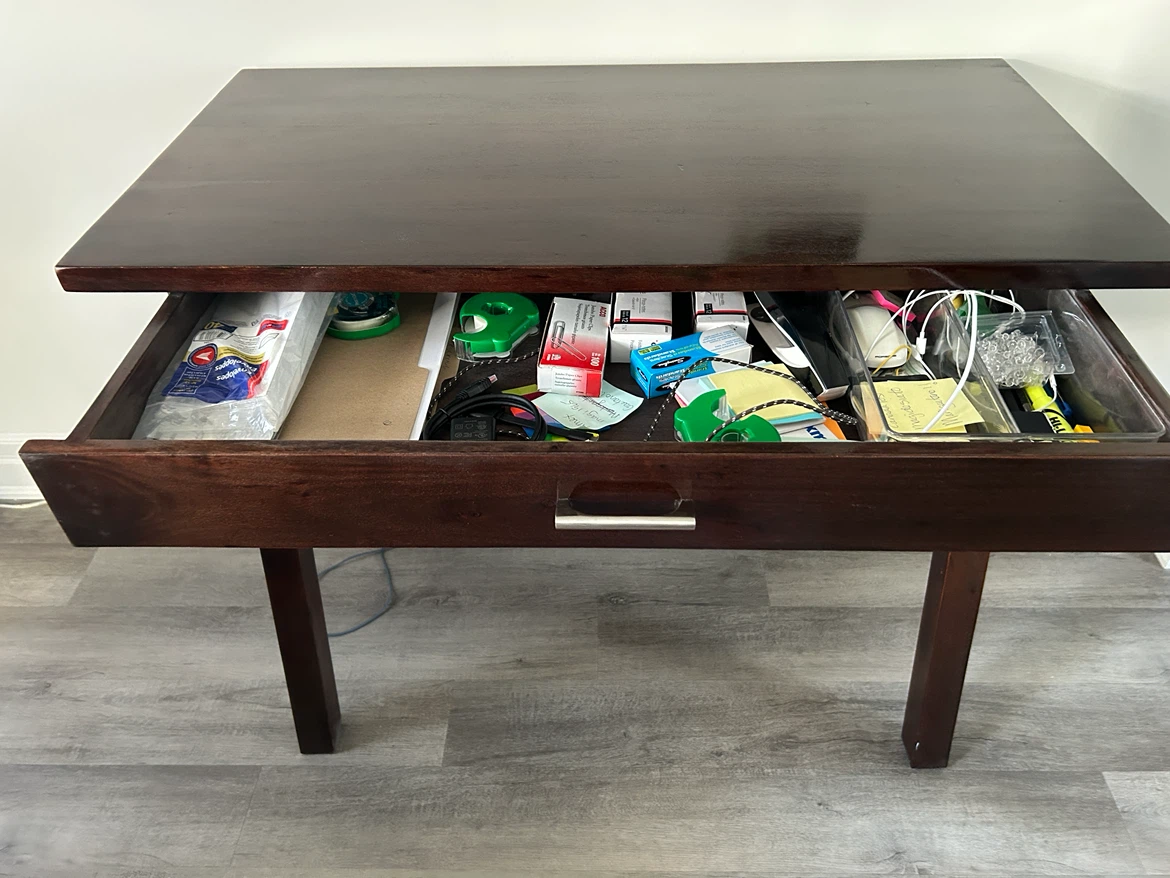 Dark Brown Writing Desk with Drawer - photo 3