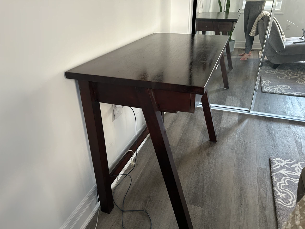 Dark Brown Writing Desk with Drawer - photo 4