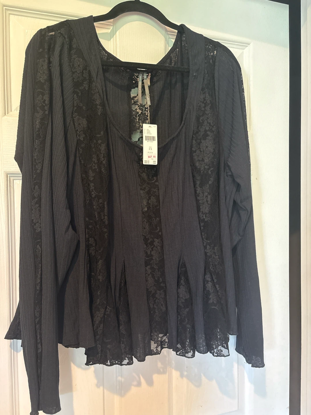Anthropologie Black Lace Trim Blouse - 3X - photo 2