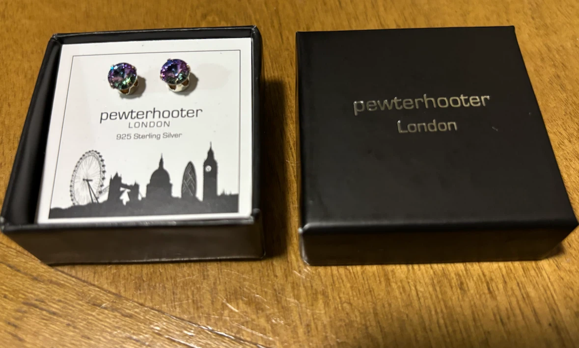 NEW-Pewterhooter London 925 Sterling Silver Earrings